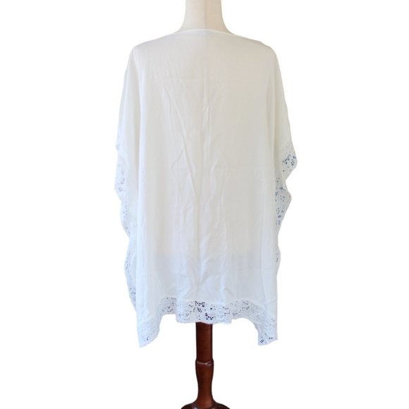White Swimsuit Cover Up- Tunic Style - Picture 6 of 10